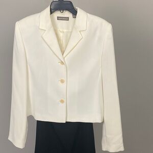 White lined jacket by Valerie Stevens - Size 10 together with black skirt